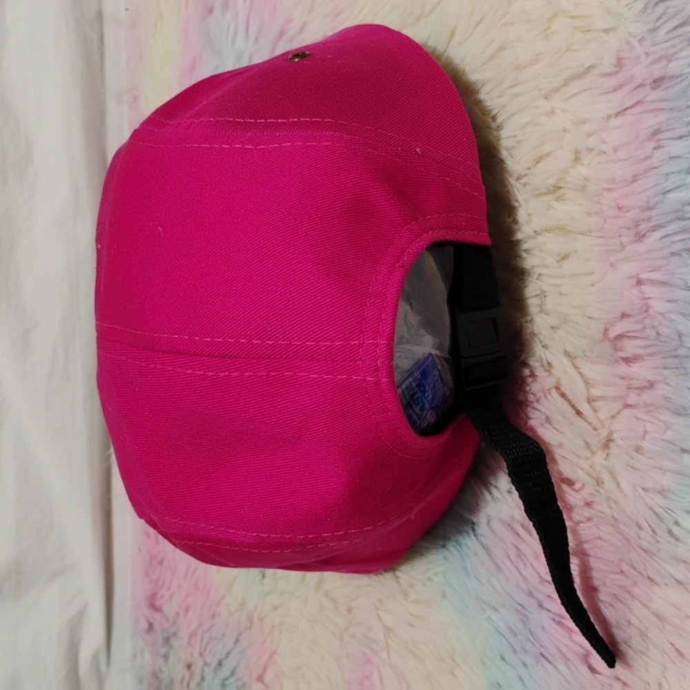 SALE! RARE Supreme Authentic Magenta Cotton Brown Leather Label Snap Closure Hat - Picture 4 of 11